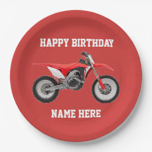 Dirt Bike Red Birthday Sport Paper Plates