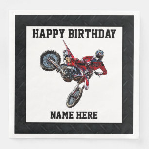 Dirt Bike Red Birthday Sports Name Racing Napkins