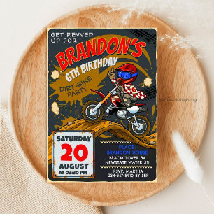 Dirt Bike Red Motocross Birthday - Muddy Race Invitation