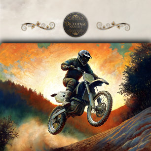 Dirt Bike Rider Jump Action Decoupage Tissue Paper