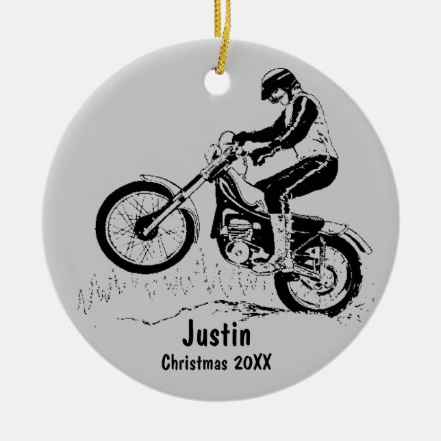 Dirt Bike Rider Ornament (silver grey) (Front)