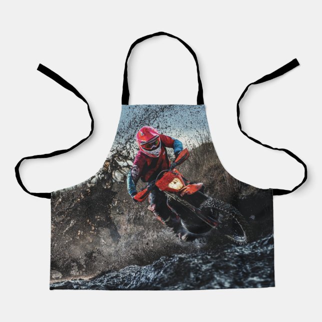 Dirt bike rider throw pillow apron (Front)