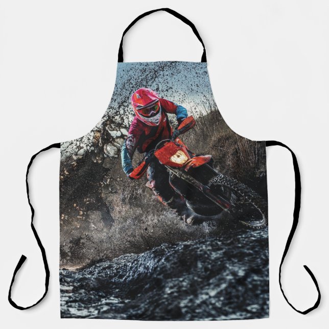 Dirt bike rider throw pillow apron (Front)