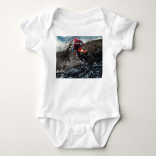 Dirt bike rider throw pillow baby bodysuit