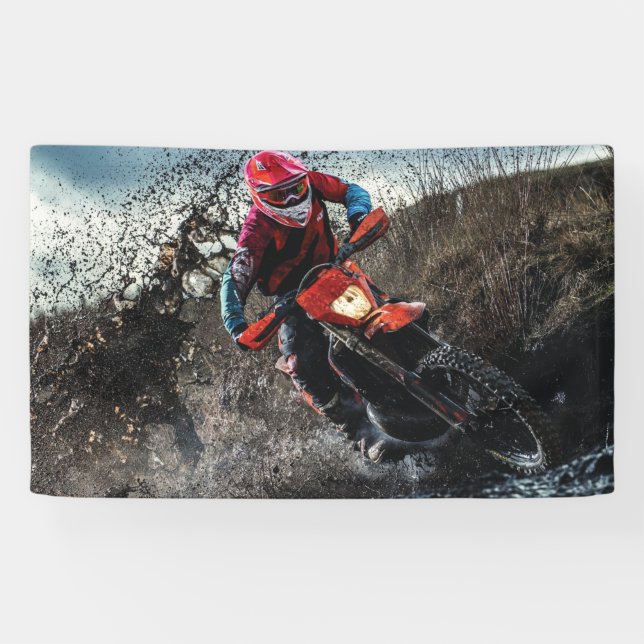 Dirt bike rider throw pillow banner (Horizontal)