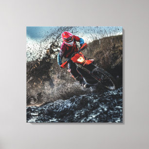 Dirt bike rider throw pillow canvas print