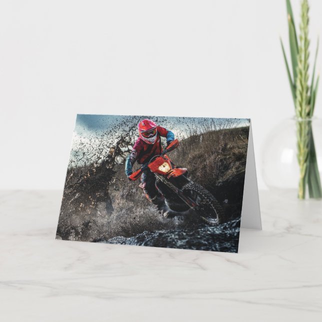 Dirt bike rider throw pillow card (Front)