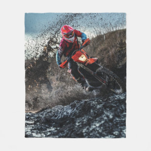 Dirt bike rider throw pillow fleece blanket