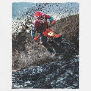 Dirt bike rider throw pillow fleece blanket