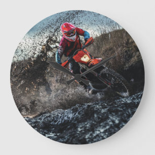 Dirt bike rider throw pillow large clock