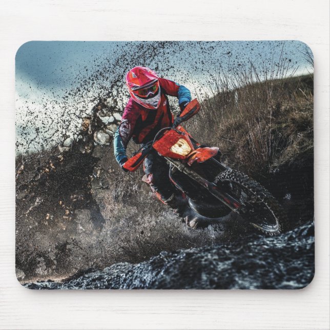 Dirt bike rider throw pillow mouse mat (Front)
