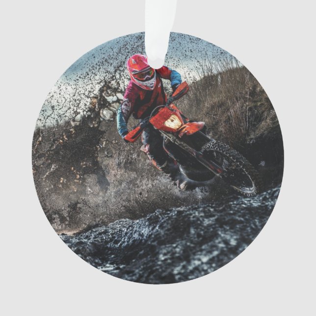 Dirt bike rider throw pillow ornament (Front)