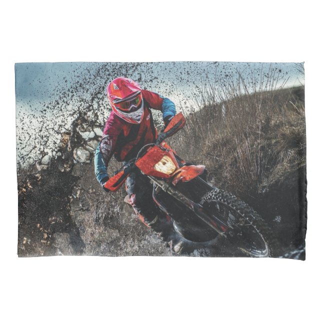 Dirt bike rider throw pillow pillowcase (Front)