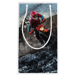 Dirt bike rider throw pillow small gift bag