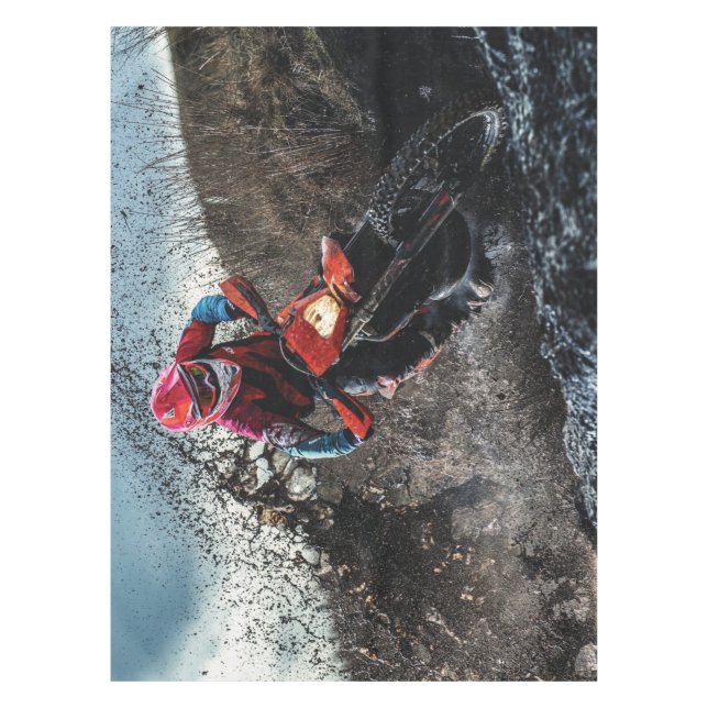 Dirt bike rider throw pillow tablecloth (Front)