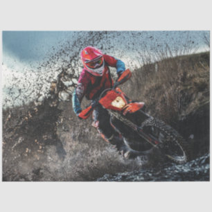 Dirt bike rider throw pillow tissue paper