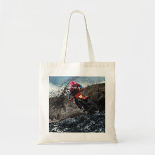 Dirt bike rider throw pillow tote bag