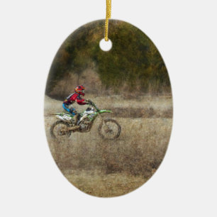 Dirt Bike Riding Ceramic Tree Decoration