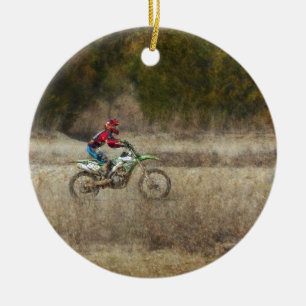 Dirt Bike Riding Ceramic Tree Decoration