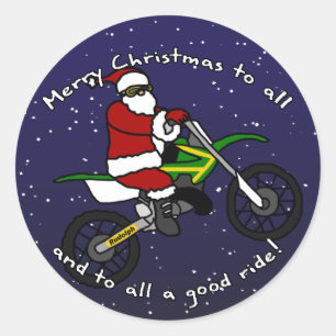 Dirt Bike Santa Classic Round Sticker