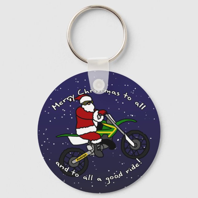 Dirt Bike Santa Key Ring (Front)