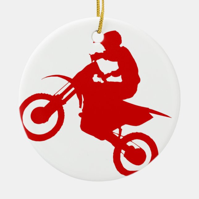 DIRT BIKE (scarlet) Ceramic Tree Decoration (Front)