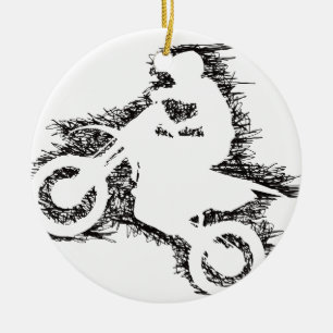 DIRT BIKE (scribble black) Ceramic Tree Decoration