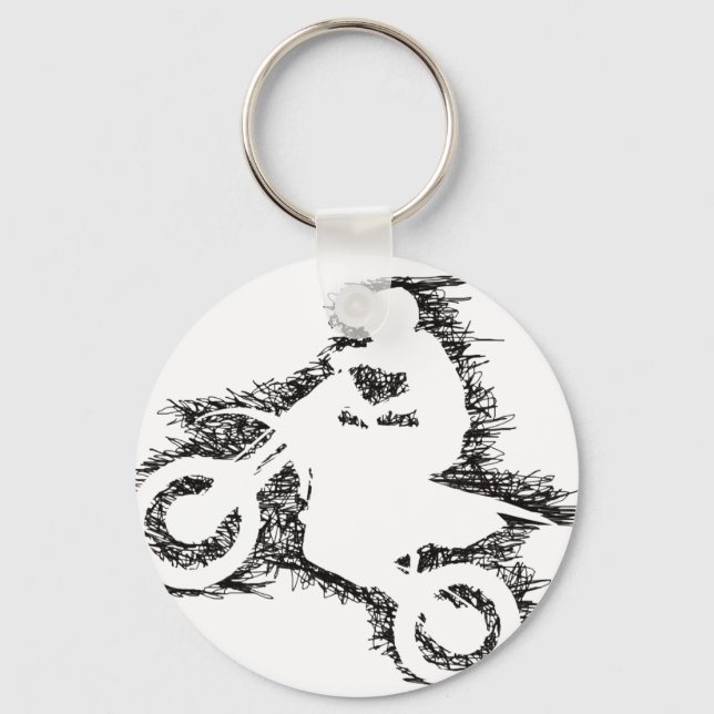 DIRT BIKE (scribble black) Key Ring (Front)