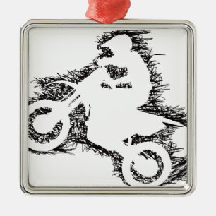 DIRT BIKE (scribble black) Metal Tree Decoration