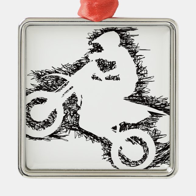 DIRT BIKE (scribble black) Metal Tree Decoration (Front)