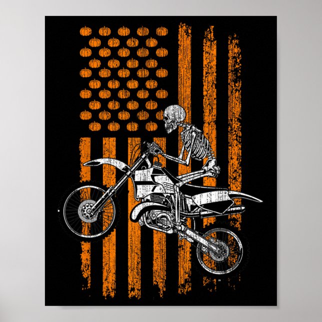 Dirt Bike Skeleton Halloween Men Boys Dirt Bike Fa Poster (Front)