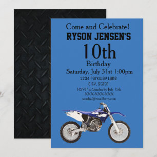 Dirt Bike Themed Sports Kids Birthday Invitations