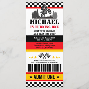Dirt Bike Ticket Pass Birthday Party Invitation