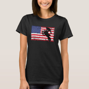 Dirt Bike US American Flag Motocross Biker Vintage T-Shirt
