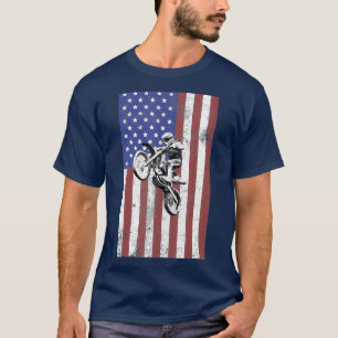 Dirt Bike US Flag Vintage Motocross Motorcycle T-Shirt