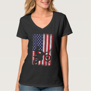 Dirt Bike Usa Flag Costume Motocross American Flag T-Shirt