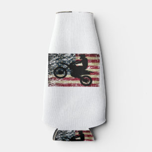 Dirt Bike USA Flag T-Shirt Motocross American Flag Bottle Cooler