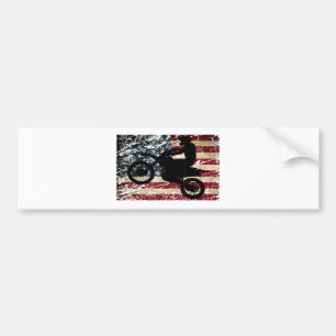 Dirt Bike USA Flag T-Shirt Motocross American Flag Bumper Sticker