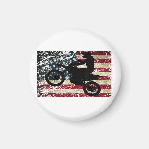 Dirt Bike USA Flag T-Shirt Motocross American Flag Magnet