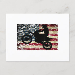 Dirt Bike USA Flag T-Shirt Motocross American Flag Postcard