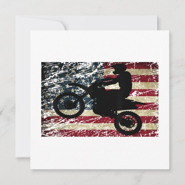 Dirt Bike USA Flag T-Shirt Motocross American Flag Thank You Card (Front)