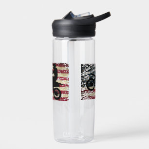 Dirt Bike USA Flag T-Shirt Motocross American Flag Water Bottle