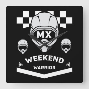 Dirt Bike Weekend Warrior Motocross Rider Square Wall Clock