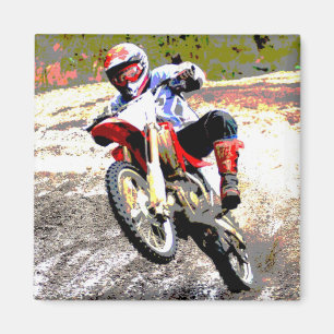 Dirt Bike Wheeling in the Mud in Colour Magnet