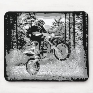 Dirt bike wheeling in the woods mouse mat
