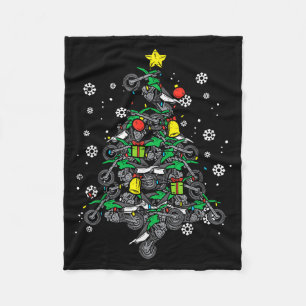 Dirt Bikes Christmas Tree Xmas Motocross Men Boy  Fleece Blanket