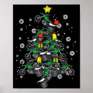 Dirt Bikes Christmas Tree Xmas Motocross Men Boy  Poster