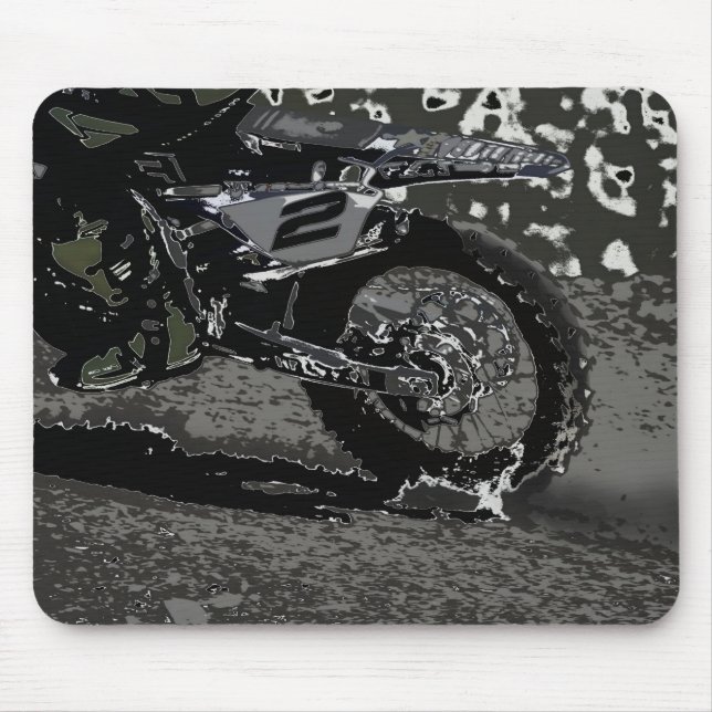 Dirt Biking (Black & White) Mouse Mat (Front)