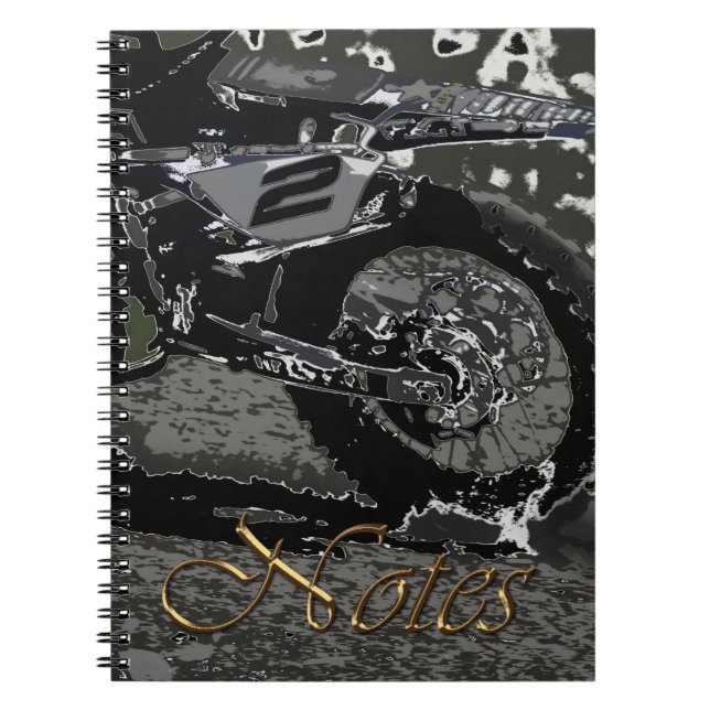 Dirt Biking (Black & White) Notebook (Front)
