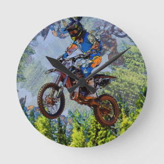 Dirt-Biking Fools- Motocross Racers Poster Round Clock